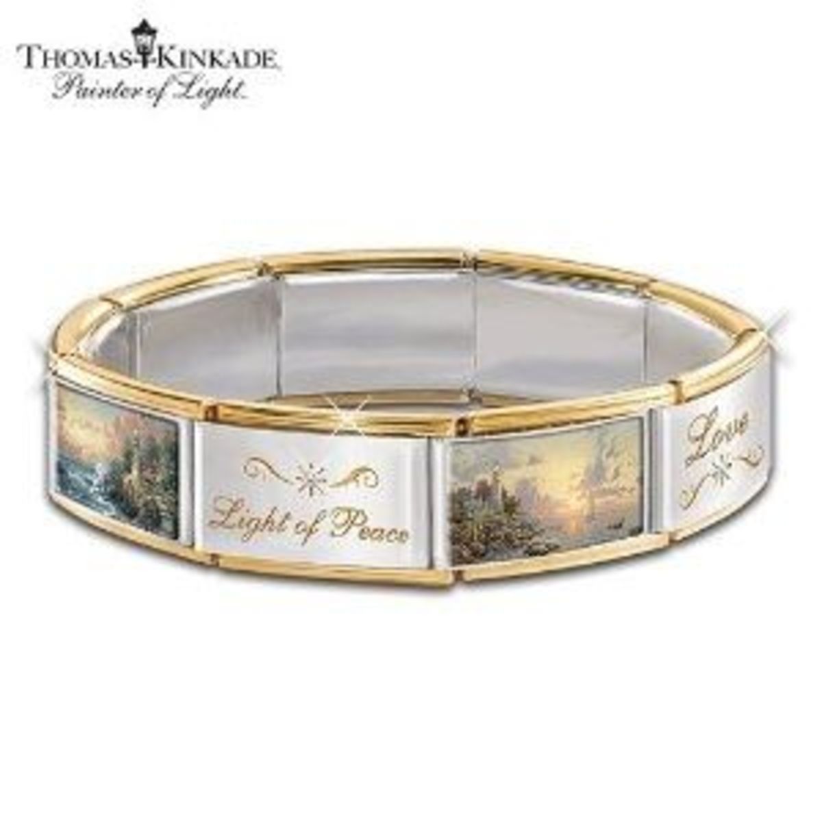 Hope Lights the Way Italian Charm Bracelet with Swarovski® Crystals  Thomas Kinkade bracelet by The Bradford Exchange.