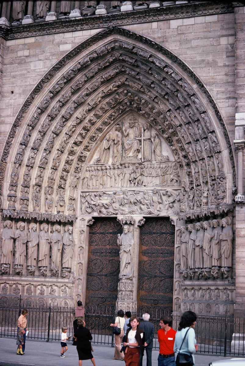 One of the side entrances to Notre Dame Cathedral in Paris