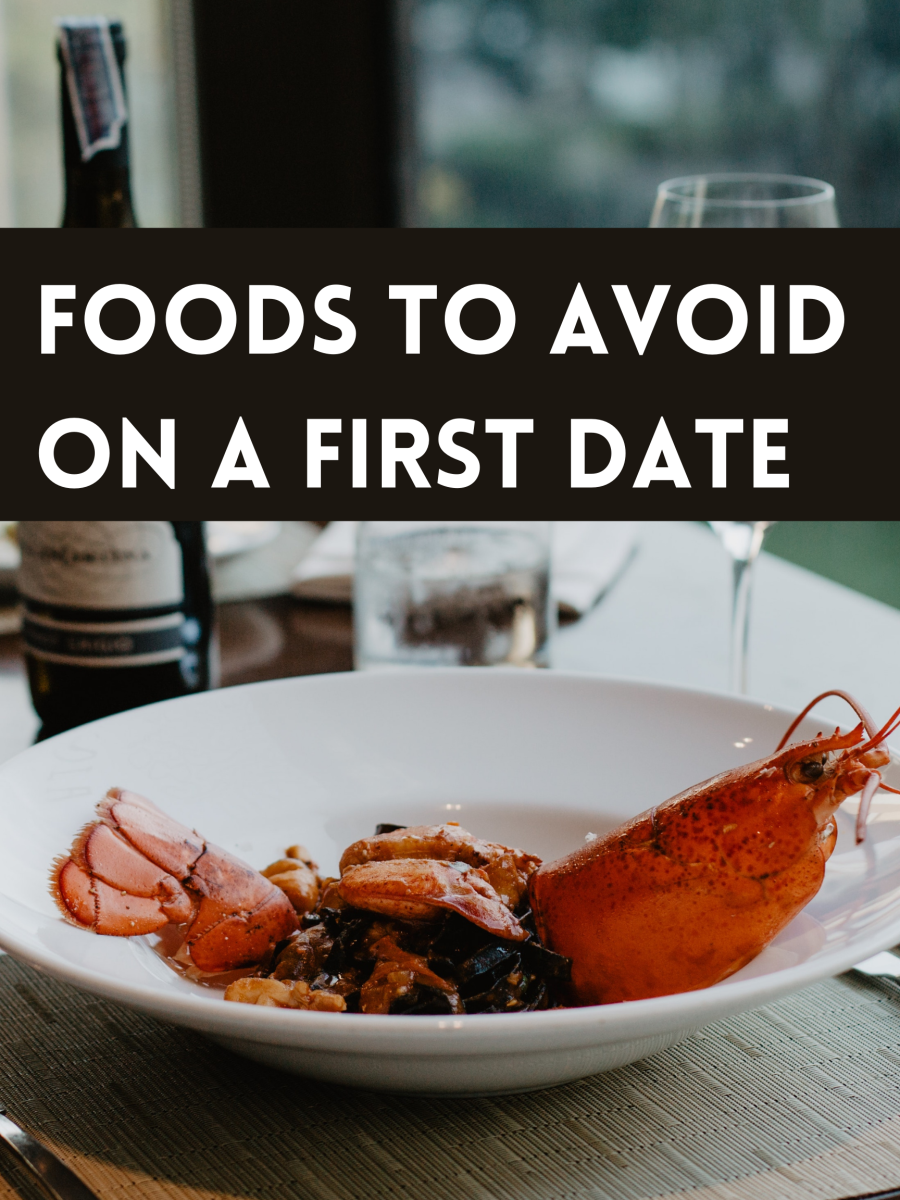 Foods that are messy, smelly, or challenging should be avoided on a first date.