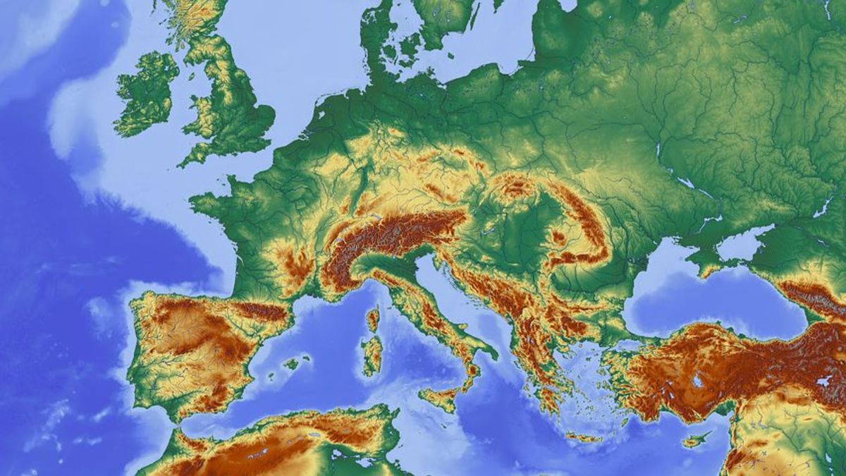 Physical Landform Map of Europe