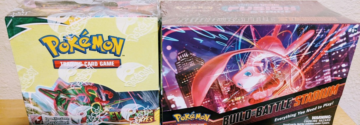 Evolving Skies Sealed Booster Box and Fusion Strike Build and Battle Stadium Collection Box