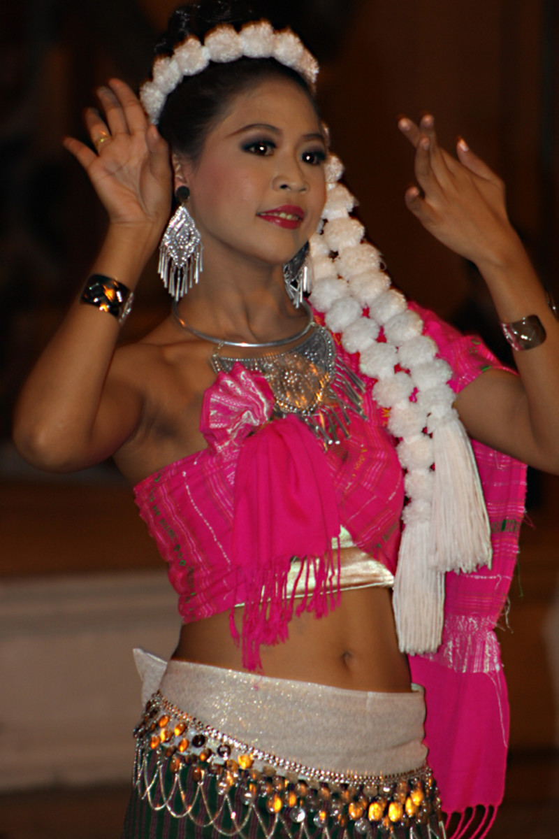 One of the beautiful dancers who entertain the crowd before the main show