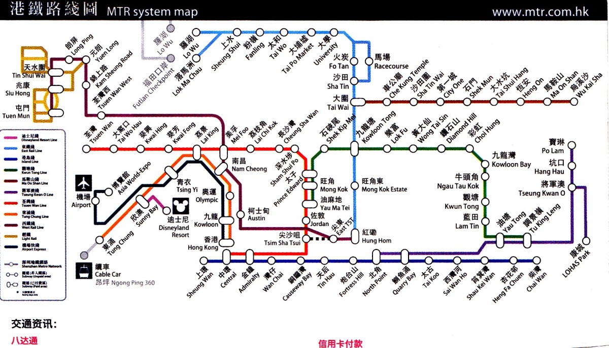 Hong Kong MTR Systems Lines and Stations