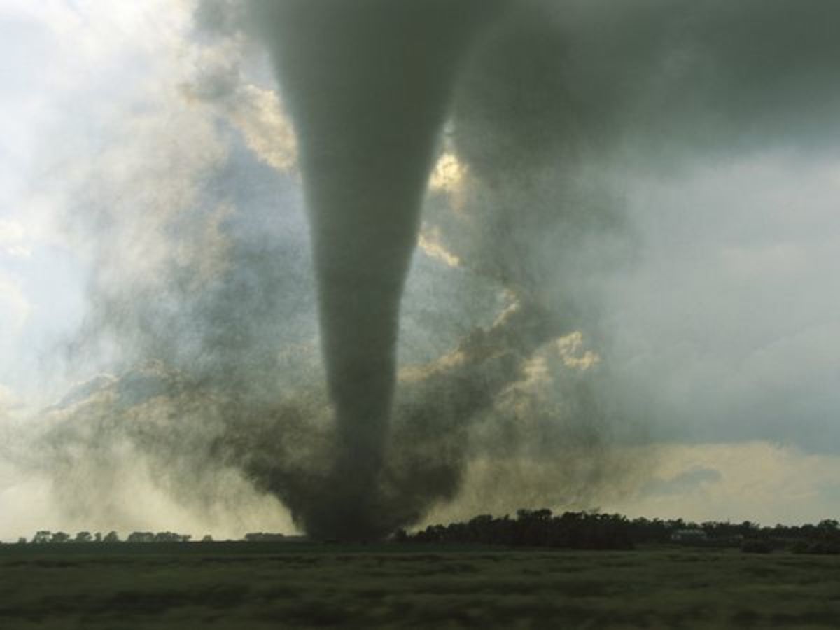 This tornado on the South Dakota prairie could be classifed as either EF3, EF4 or EF5. (photo from National Geographic)
