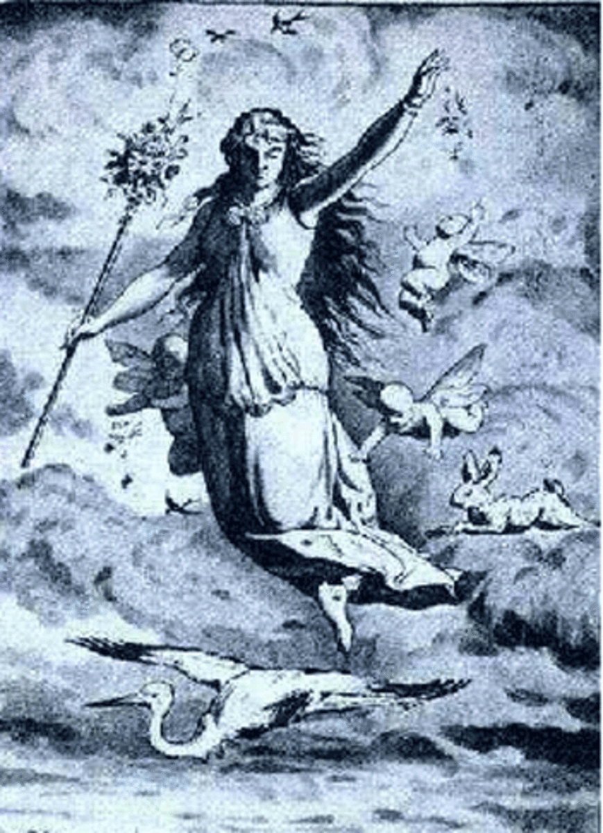 The goddess Easter depicted here blessing the earth with fertility.