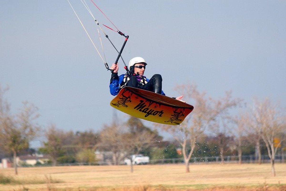 Kite Surfing on Lake Hefner in Oklahoma City.