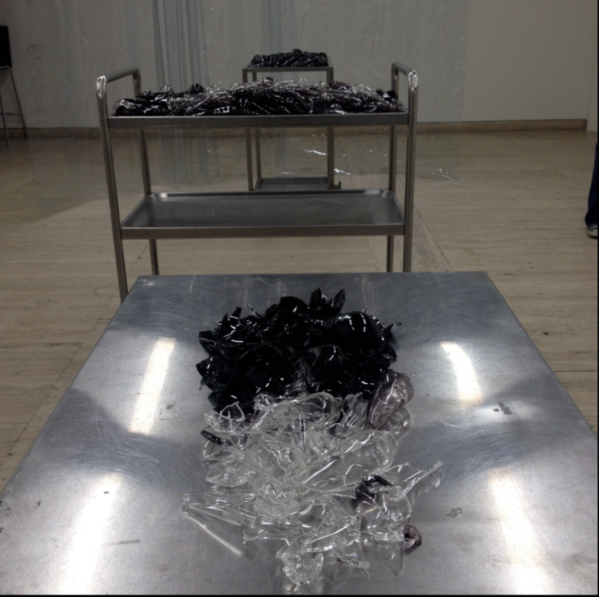 Figure 1: Yhonnie Scarce, Weak in Colour, Strong in Blood, 2013-2014, Blown glass and found objects, size variable. 19th Biennale of Sydney, Images taken from Kylie Neagle at Art Gallery of New South Wales Gallery.