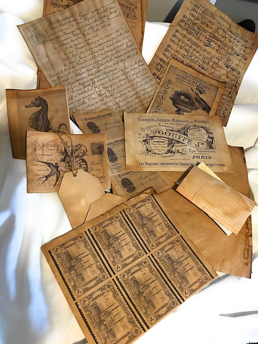The tea-staining gives an aged look to the paper. You can use these papers on artists' sketchbooks, junk journals, greeting cards, and scrapbooks.