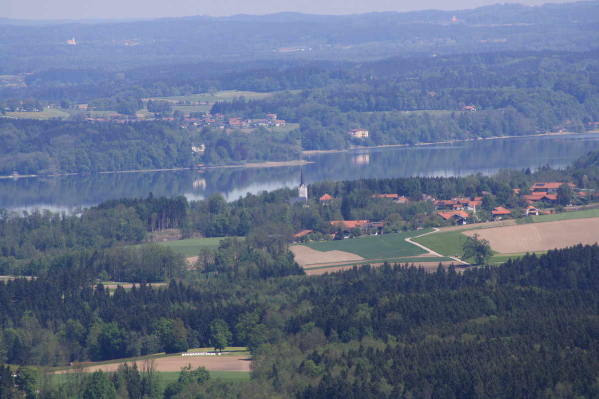 View from the hill of Toerwang with Chiemsee in front.