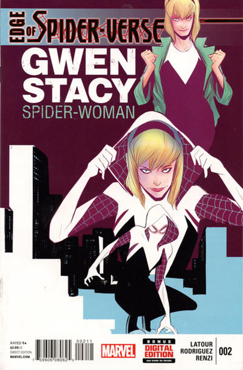 Edge of Spider-Verse #2. 1st appearance of Spider-Gwen. Cover by Robbi Rodriguez