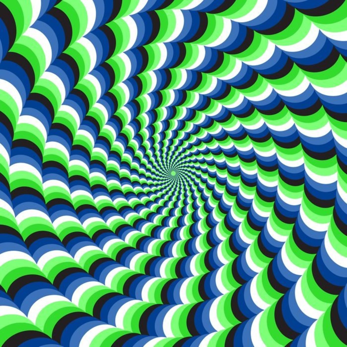 This pattern of this optical illusion makes it appear as though the image is moving. 