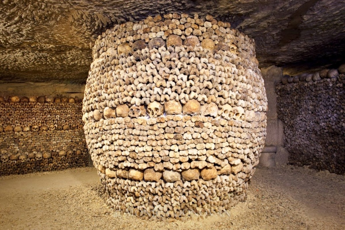 The catacombs in Paris...