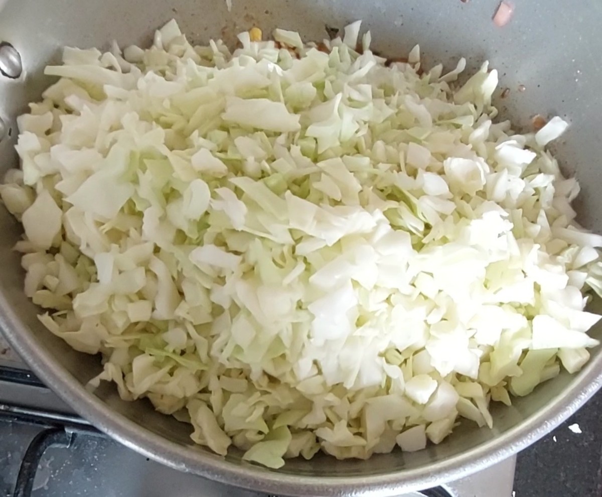 Add 1 medium head chopped cabbage.