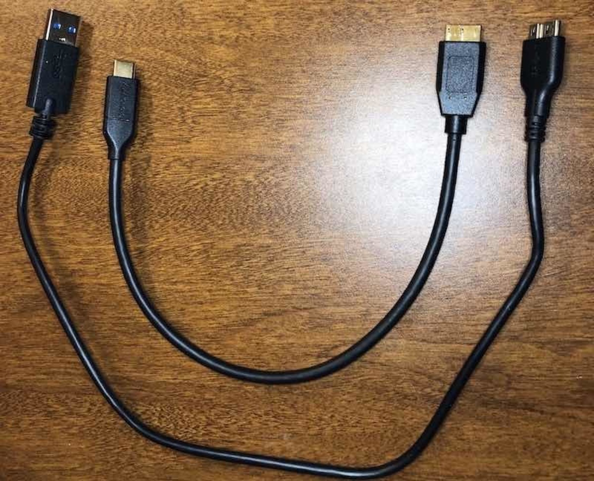 Both types of cables for external hard drive. 