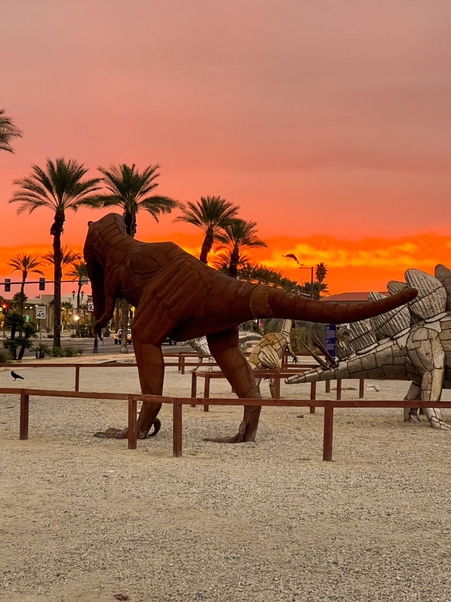 Jurassic Wonders: Dinosaur Sculptures in the California Dawn