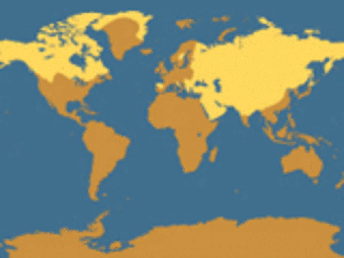 Yellow or  gold indicates the world-wide gray wolf range.