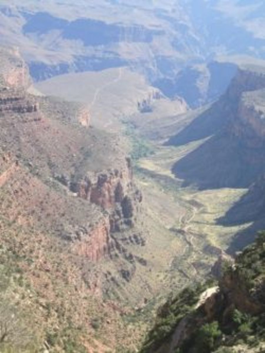 Looking down at Indian Gardens from the South Rim