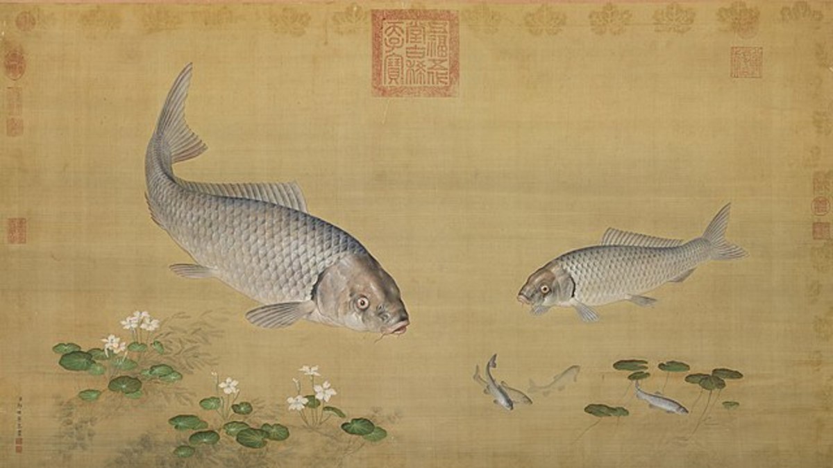 Aquatic Plants and Fish by Giuseppe Castiglione in the 18th century. | Pisces is considered the twin fish. Pisces is associated with sagacity, love, and sacrifice. 