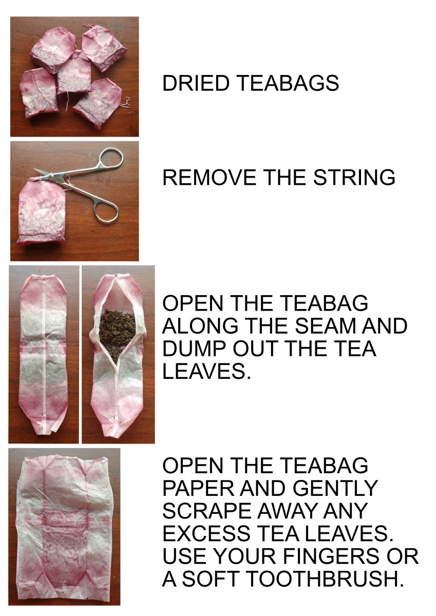 Removing the tea leaves and cleaning the teabag.