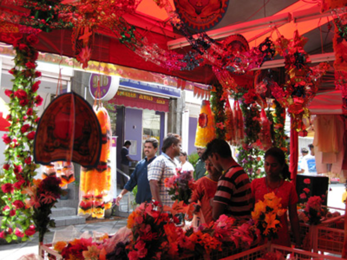 Deepavali decorations flood the shops in late October, early November.