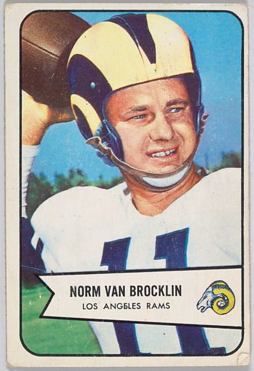 Norm Van Brocklin's throwback football card.