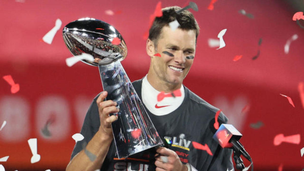 Tom Brady celebrates his seventh Super Bowl victory.