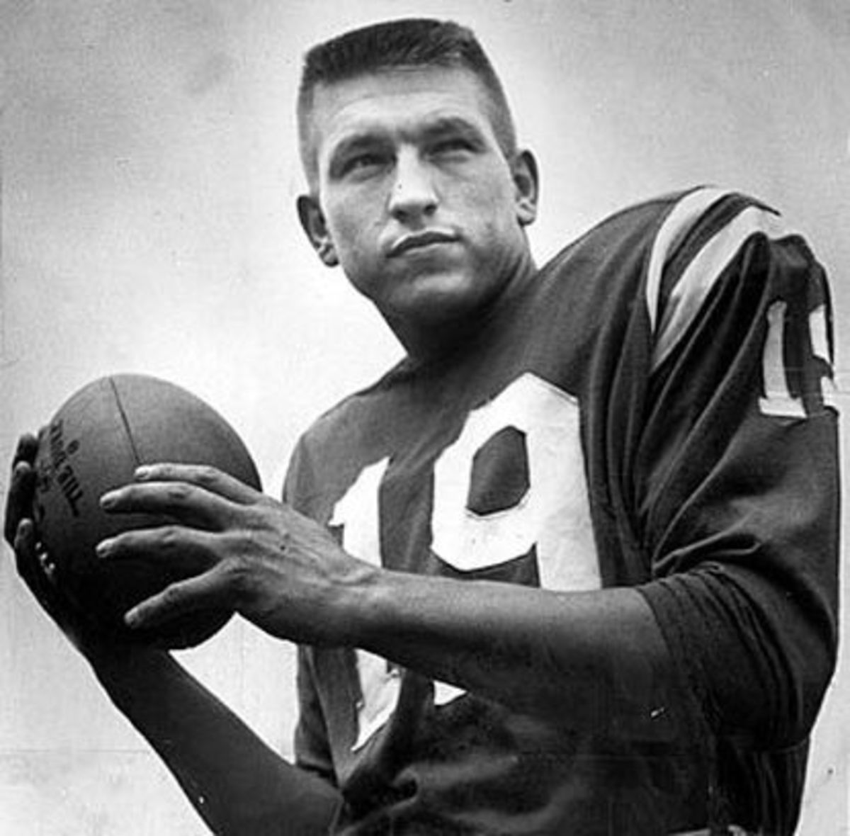 Johnny Unitas poses in his Baltimore Colts uniform.