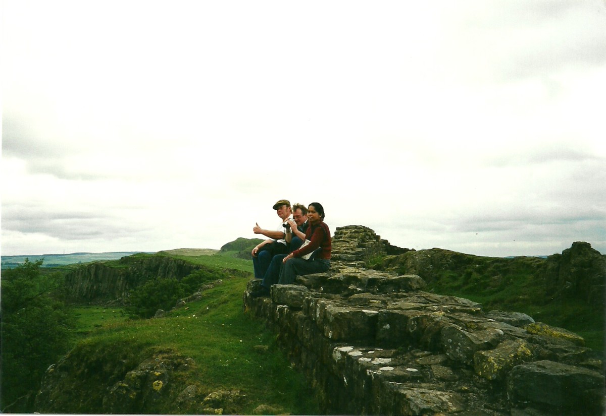 Me, L. & B. sitting on the remnants of Hadrians Wall