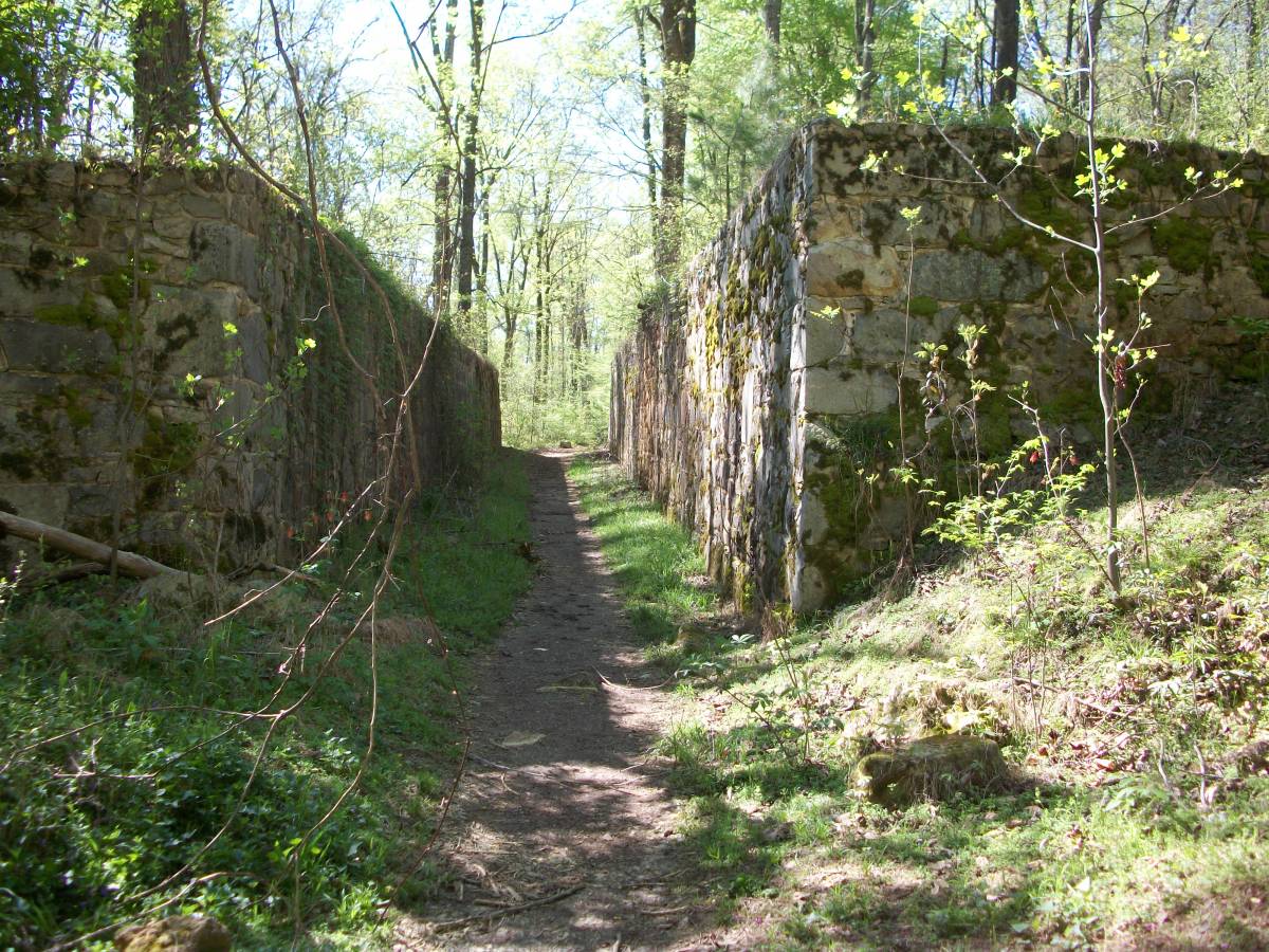 Remains of the granite walls of the Upper canal.