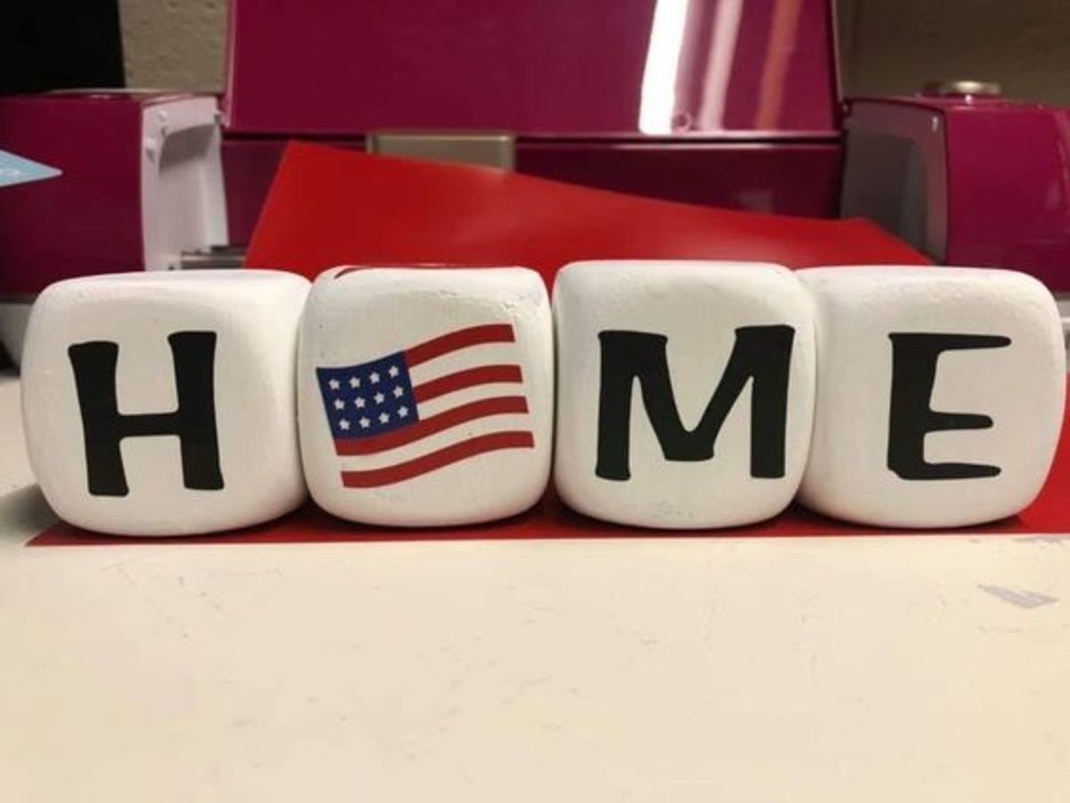 "Home" blocks with American flag