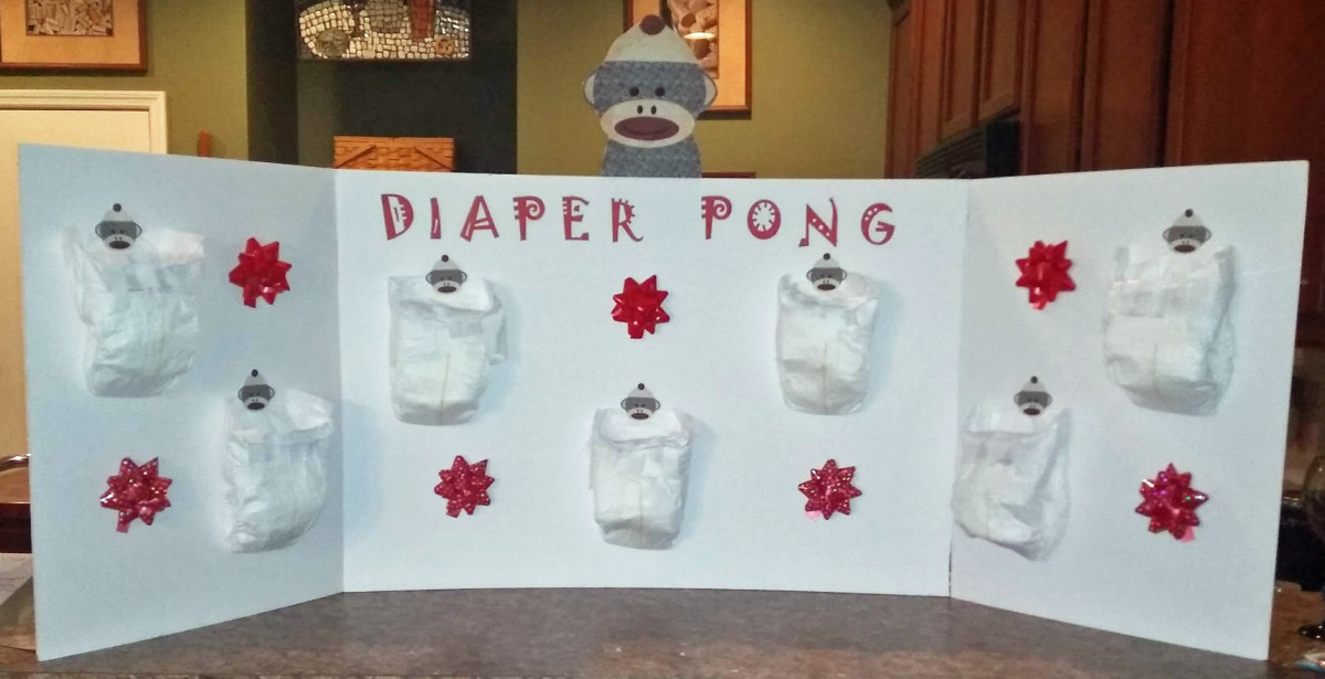This photo is from before I added the red drink cups to the diapers.