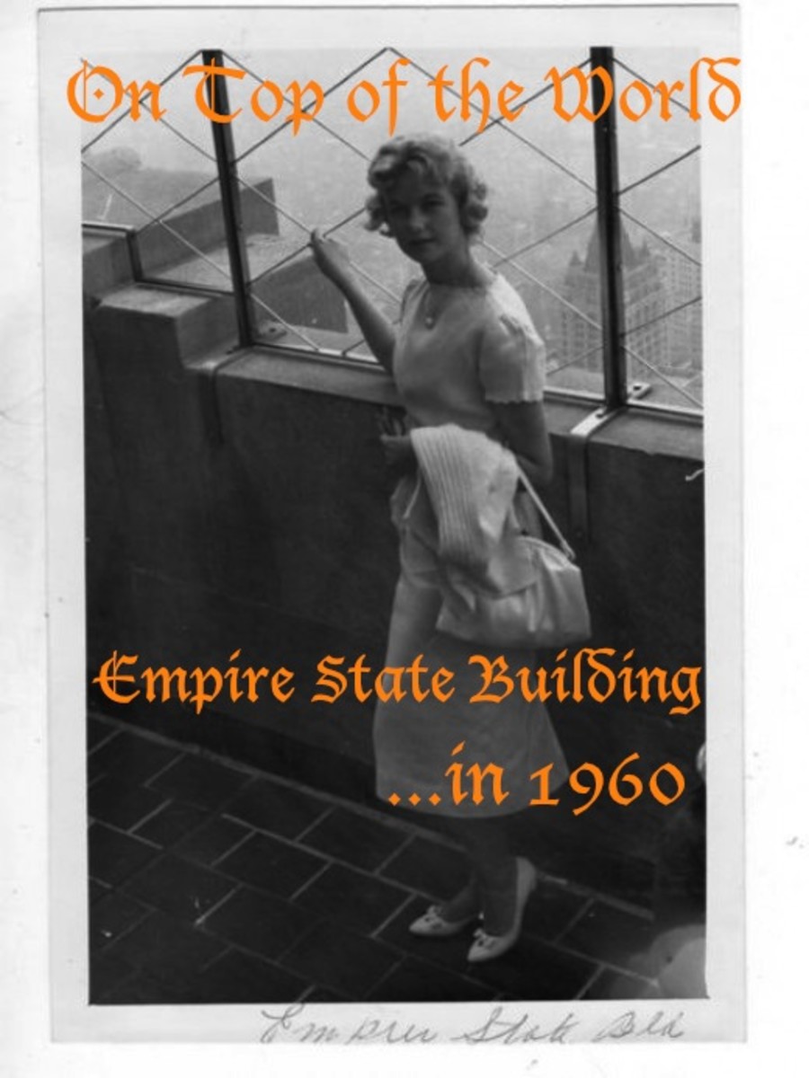 A high point on our trip. Me on the observation deck of the Empire State Building, 1960.