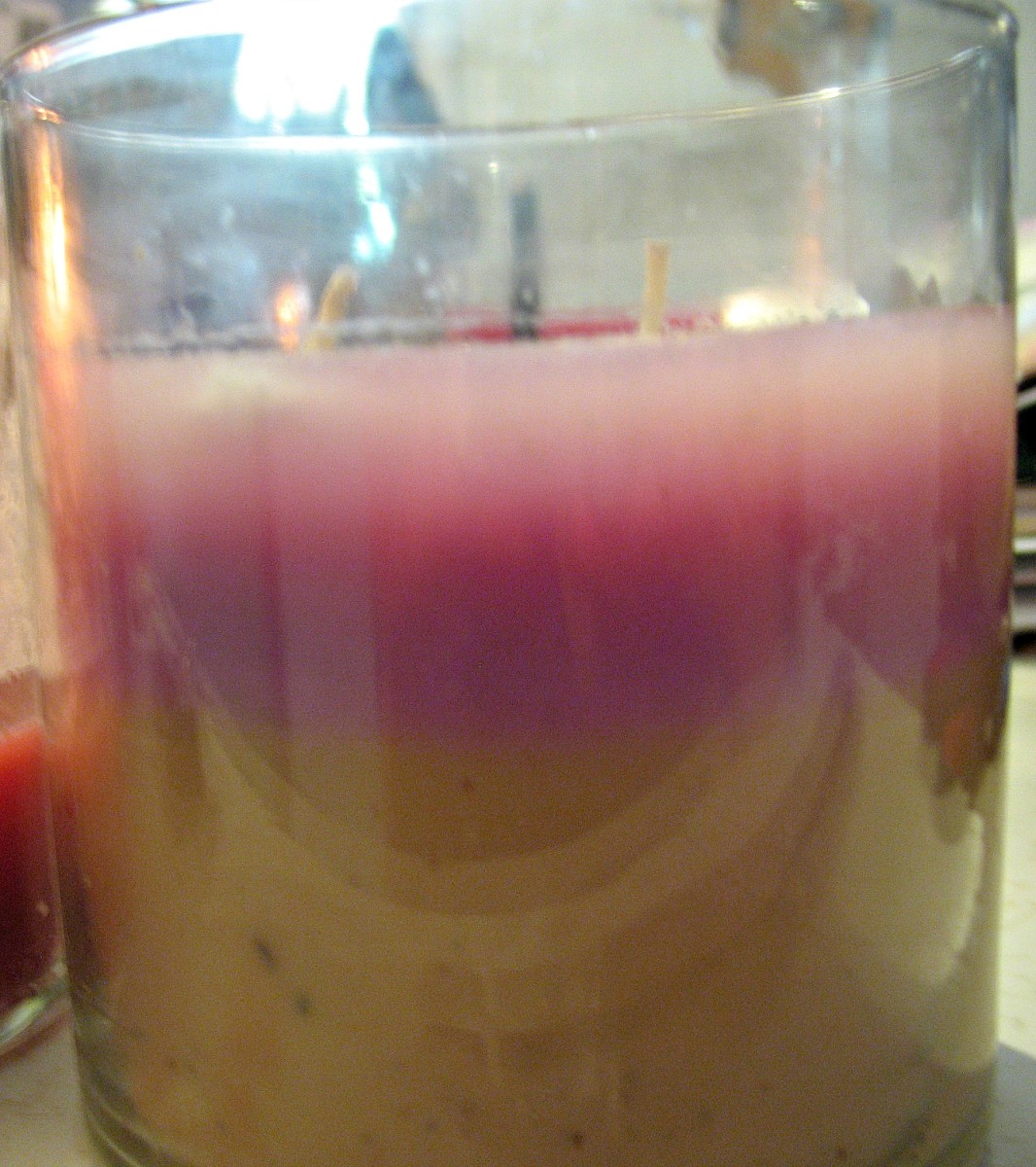 Example of Striped Candle That Results from the Leftover Wax from Multiple Batches