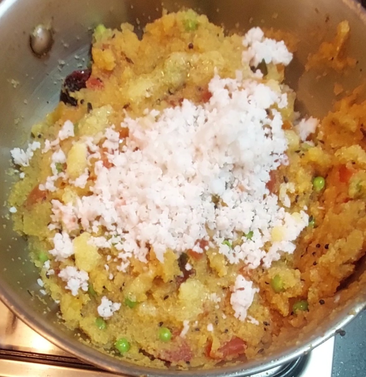 Add 1/2 cup grated coconut and 1 teaspoon ghee for extra flavor (optional).