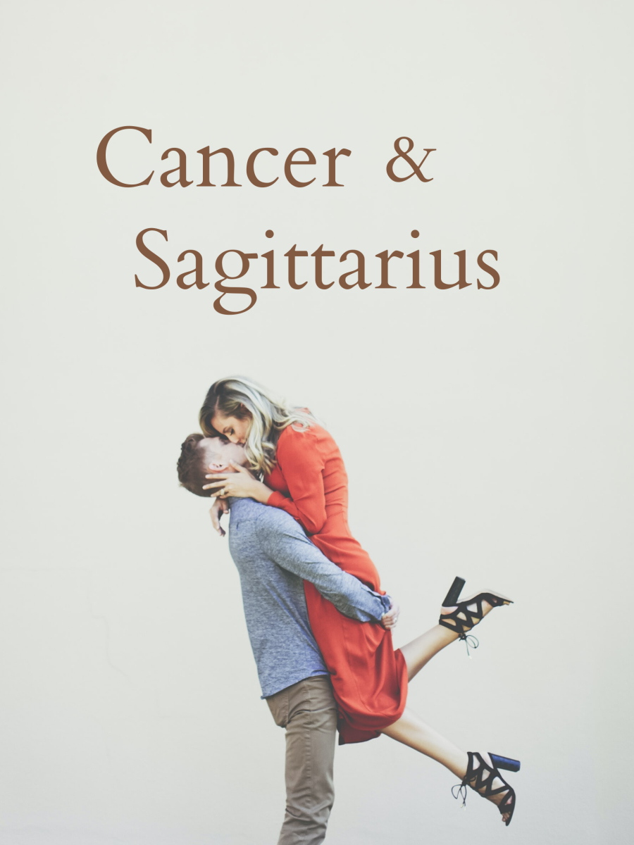 A quirky couple with magnetic chemistry. When Cancer meets Sagittarius it = steam.