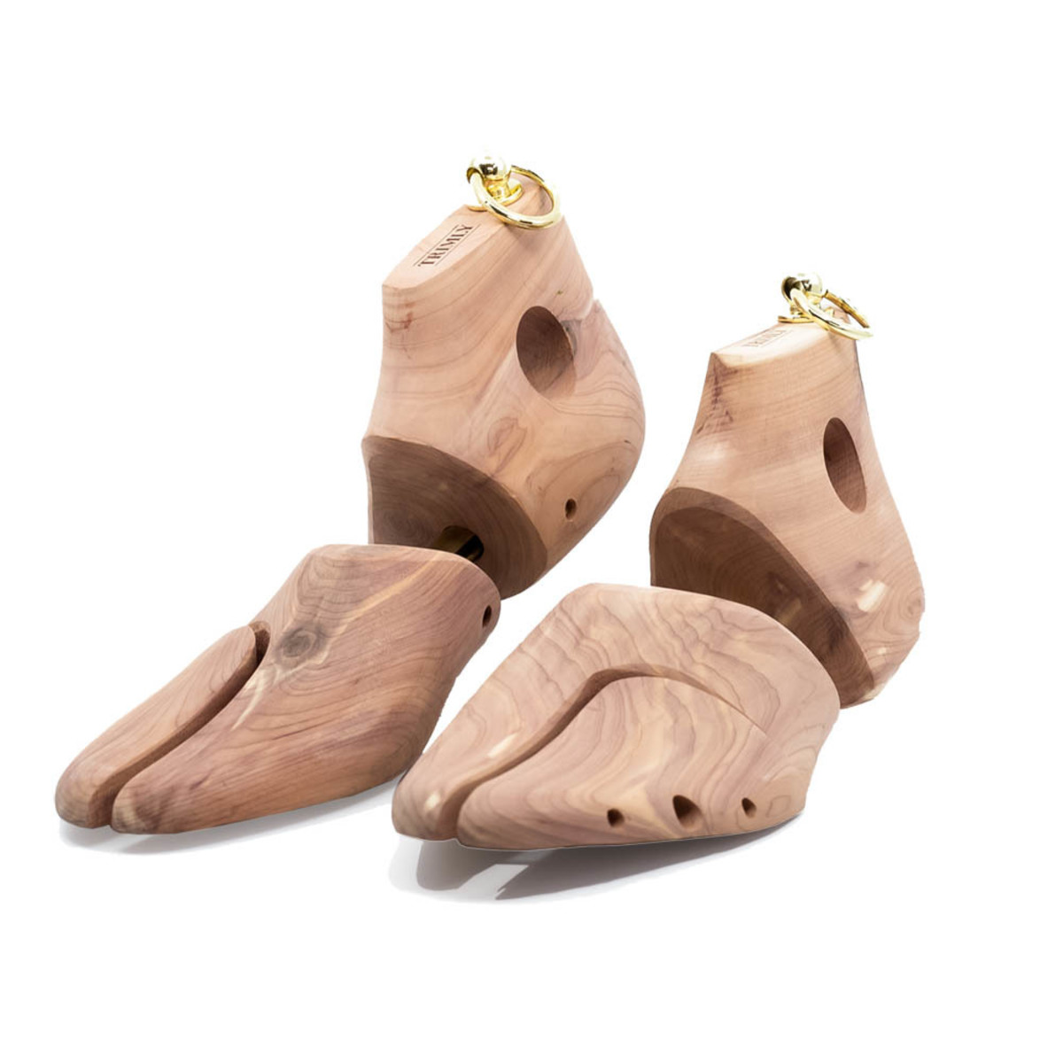 Cedar shoe trees absorb moisture and sweat to prevent odors
