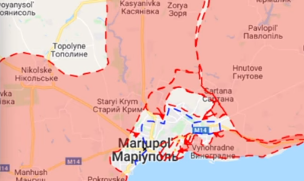 Encroaching Russian Military Forces Surround the Defending Soldiers in Mariupol, Ukraine 