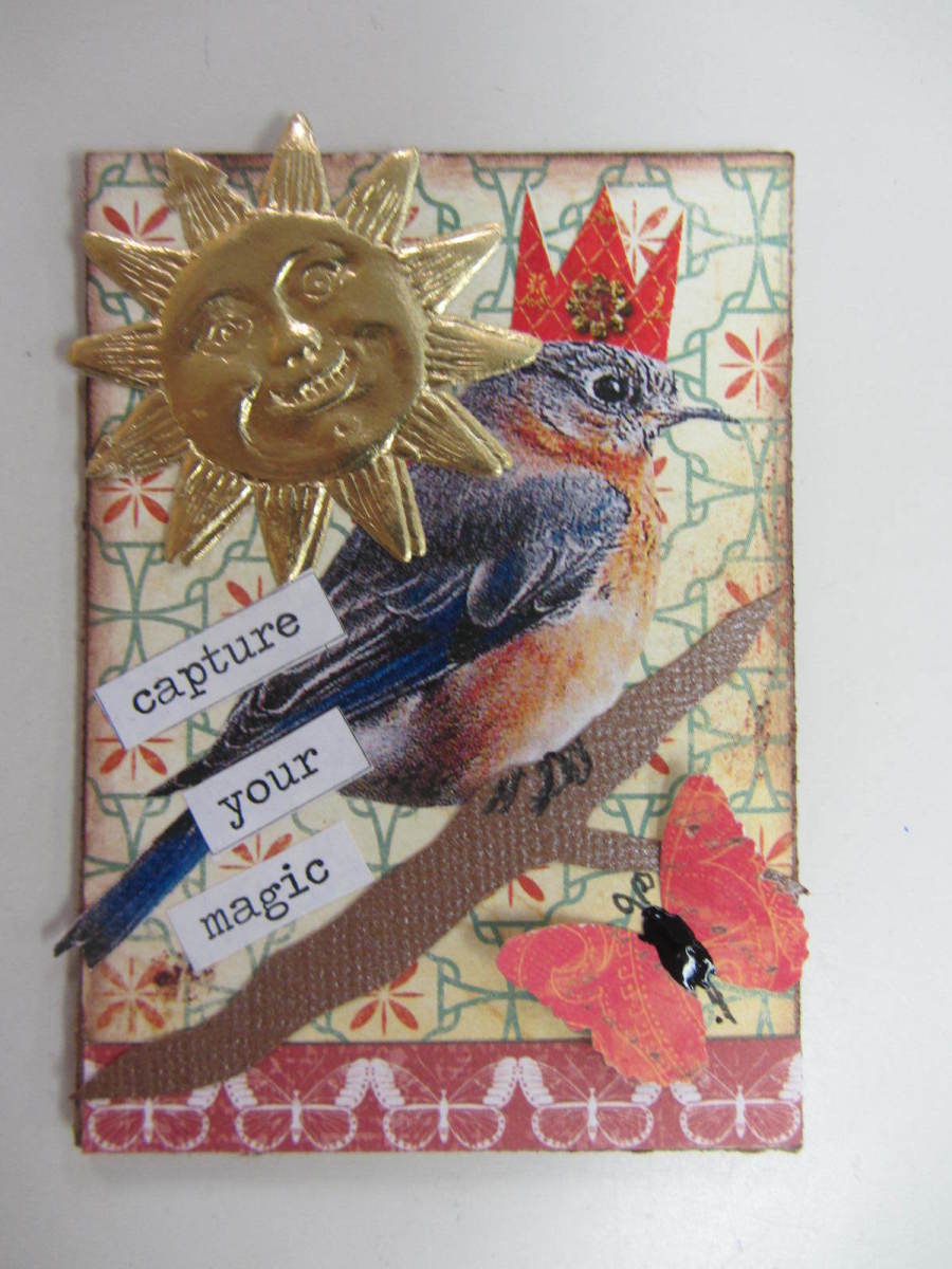 Artist trading cards can include all kinds of images and mixed media ideas