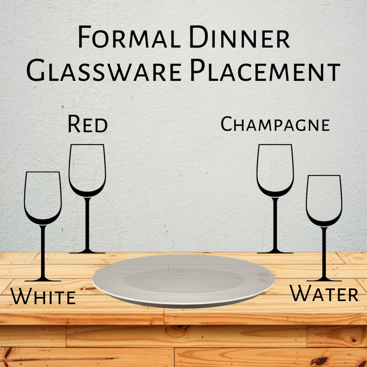 Traditional glassware placement at a formal dinner