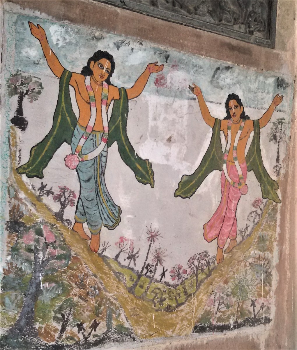 Gaur-Nitai in Mural/fresco; Radha Govinda temple, Jagadanandapur; Purva Bardhaman