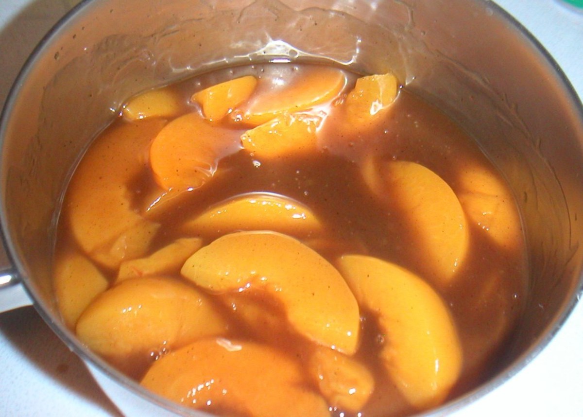 I used 2 cans of drained peaches, reserving 1/2 cup of the liquid for use in the recipe.