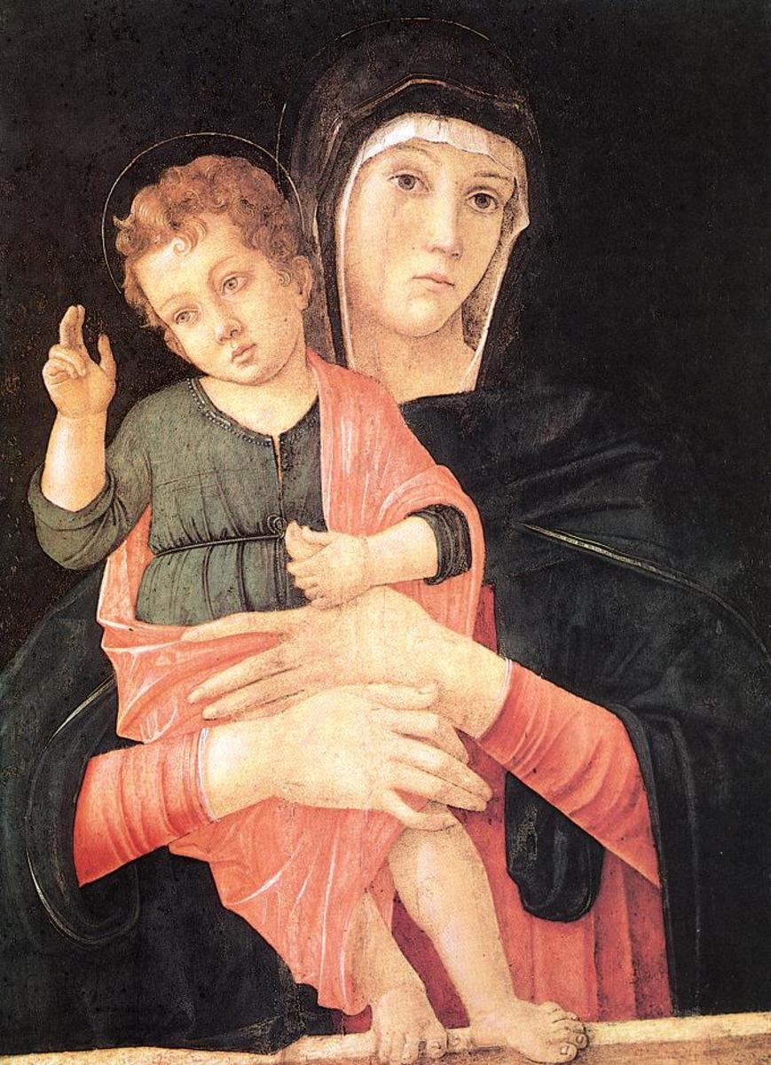 PAINTING BY BELLINI 1464 "MADONNA WITH CHILD BLESSING"