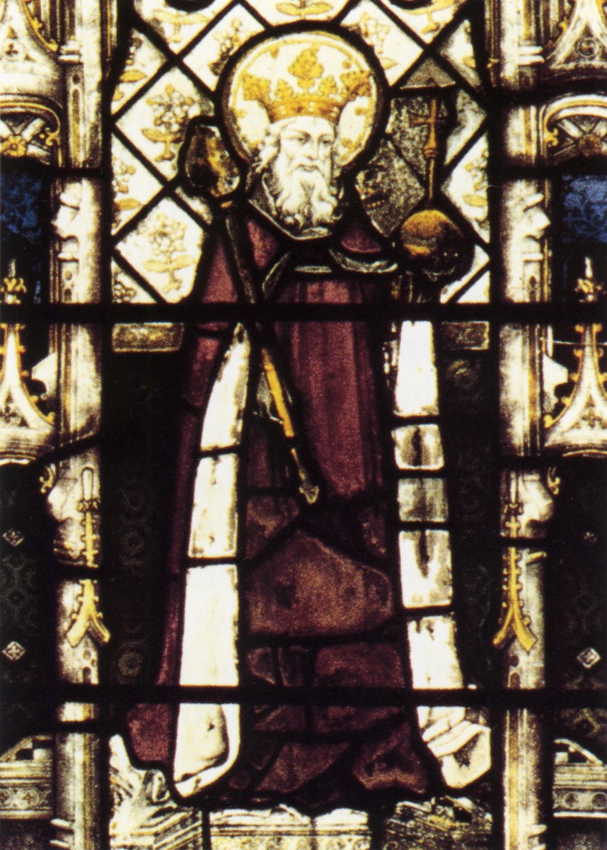 KING ETHELBERT OF ENGLAND ON STAINED GLASS IN OXFORD FROM 1450
