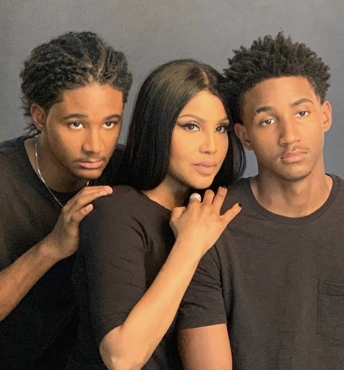 Toni Braxton with her two sons, Denim and Diezel. 