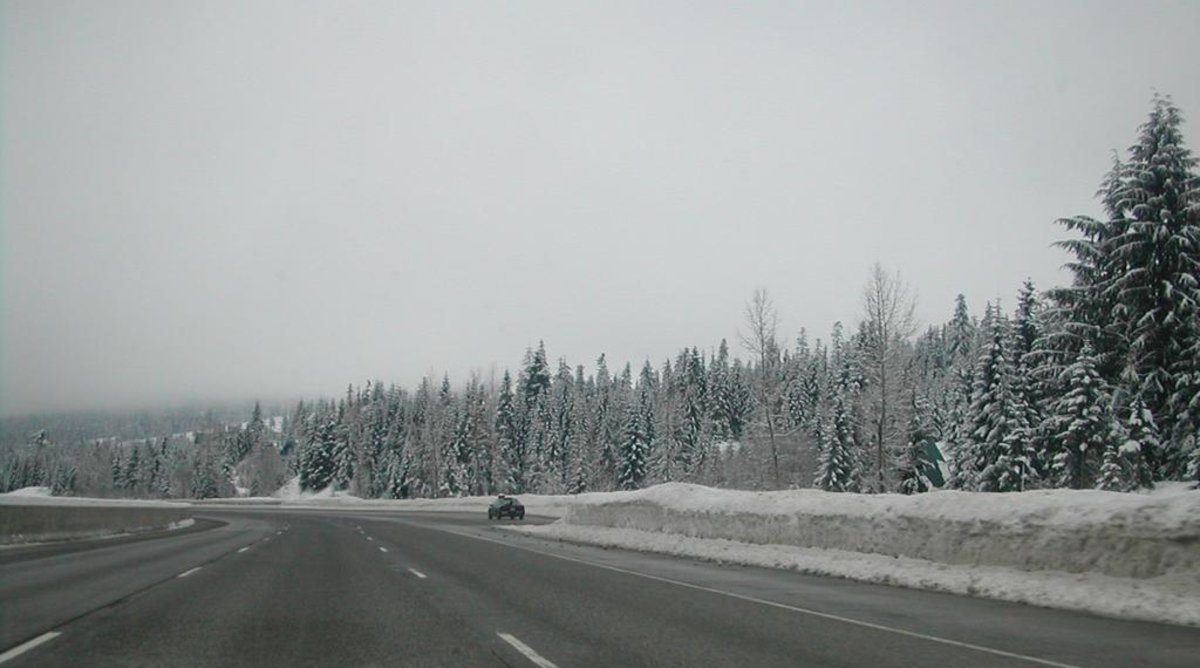 I-90 in the Wenatchee National Forest in the Cascade Mountains of Washington 