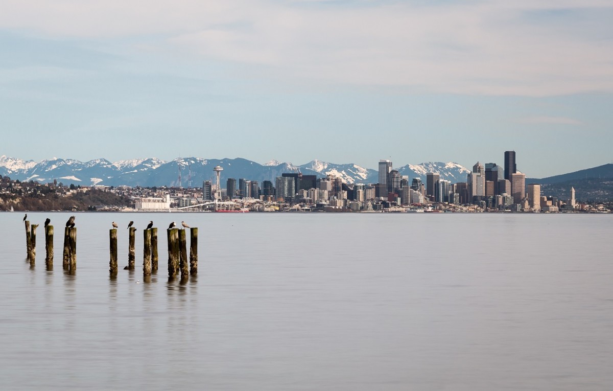 Seattle and the Cascades viewed from Bainbridge Island