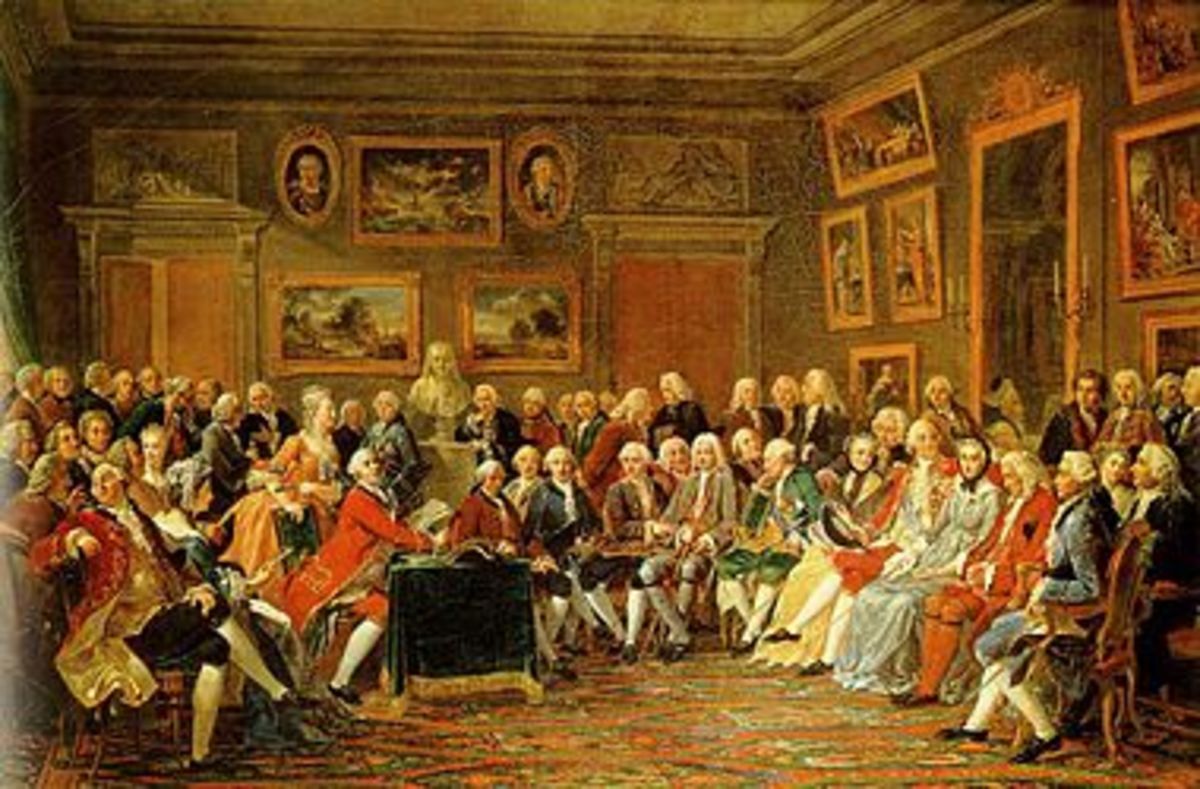 Reading of Voltaire's tragedy of the Orphan of China in the salon of Marie Thérèse Rodet Geoffrin in 1755, by Lemonnier, c.