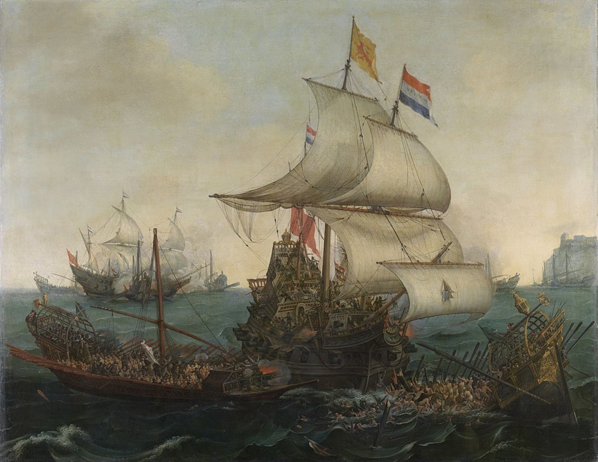 Hendrick Cornelisz Vroom: Dutch ships ramming Spanish galleys off the English coast