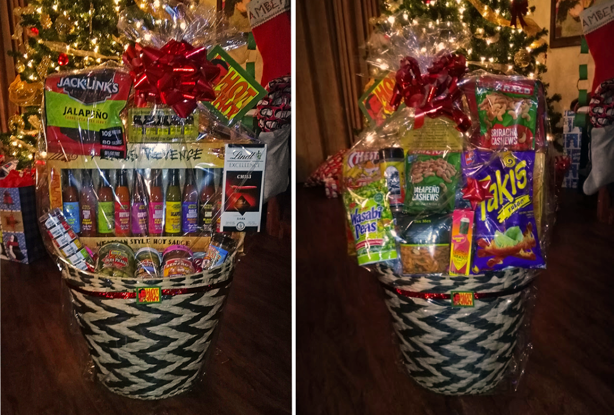 Front of the basket on the left and the back on the right.