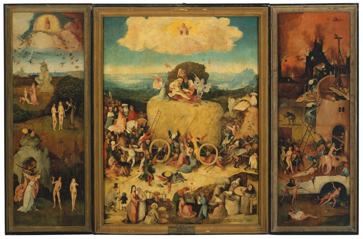 The Haywain Triptych by Hieronymus Bosch.
